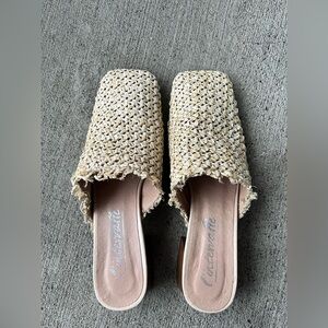 L'Intervalle Beige Woven Mules for Women Size 7
